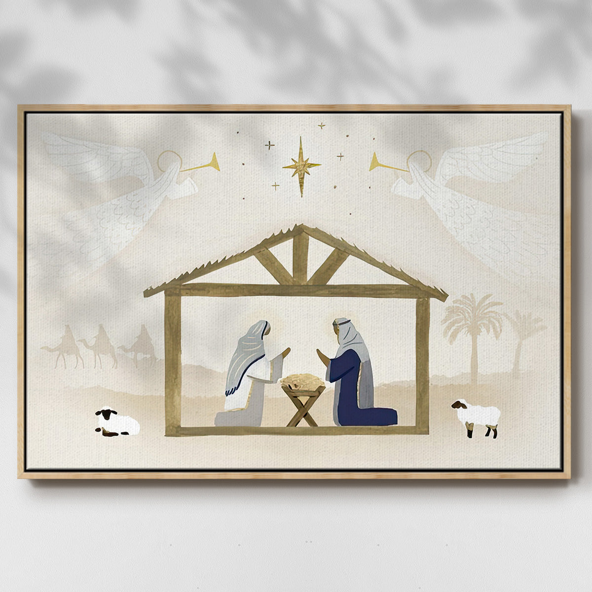 Away in a Manger Collection A - Framed Gallery Wrapped Canvas in Floating Frame