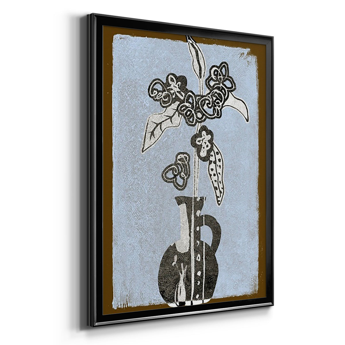 Graphic Flowers in Vase I - Modern Framed Canvas Print