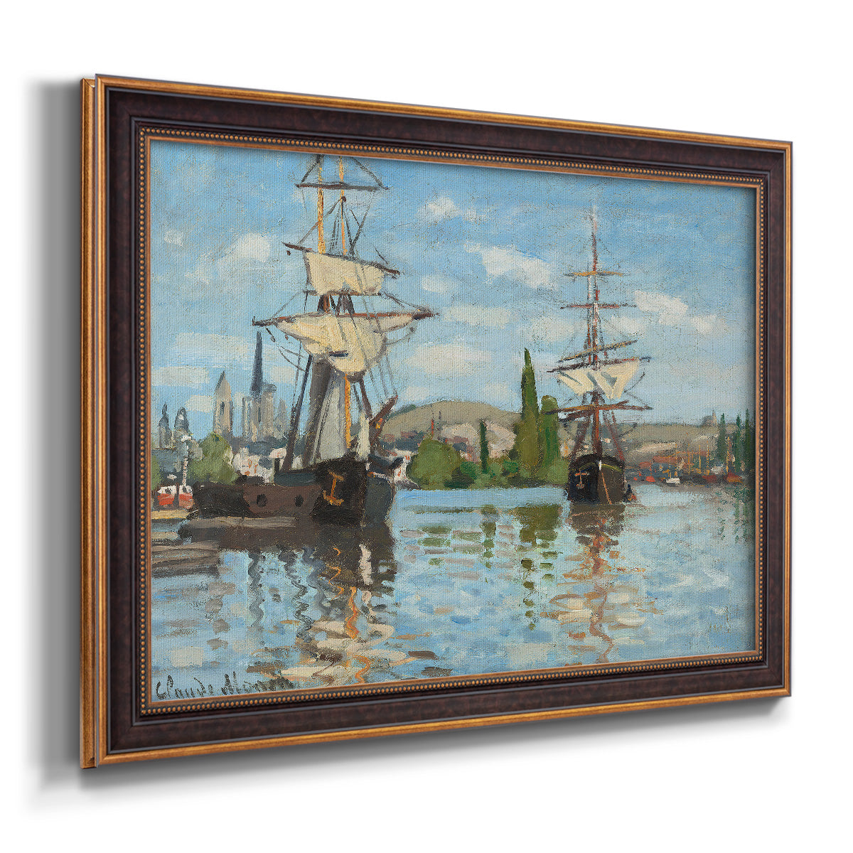 Ships Riding on the Seine - Ornate Framed Canvas Print