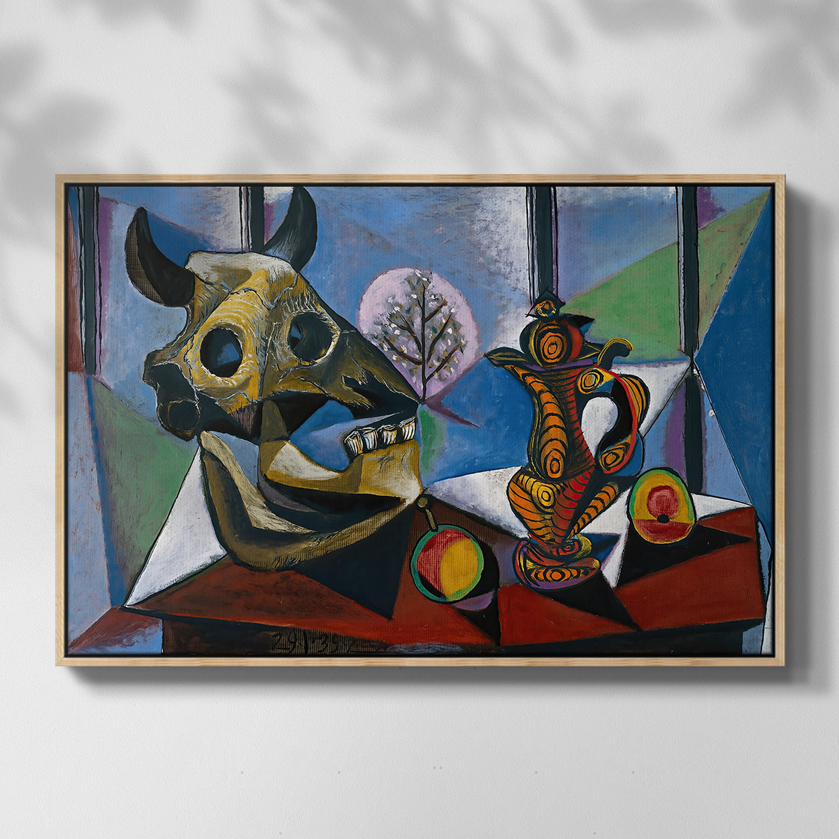 Still Life with Bull's Skull, 1939 - Floater Framed Canvas Print