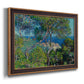 Impressionist Mediterranean coastal landscape by Claude Monet printed on canvas in an ornate bronzed mahogany wood frame.
