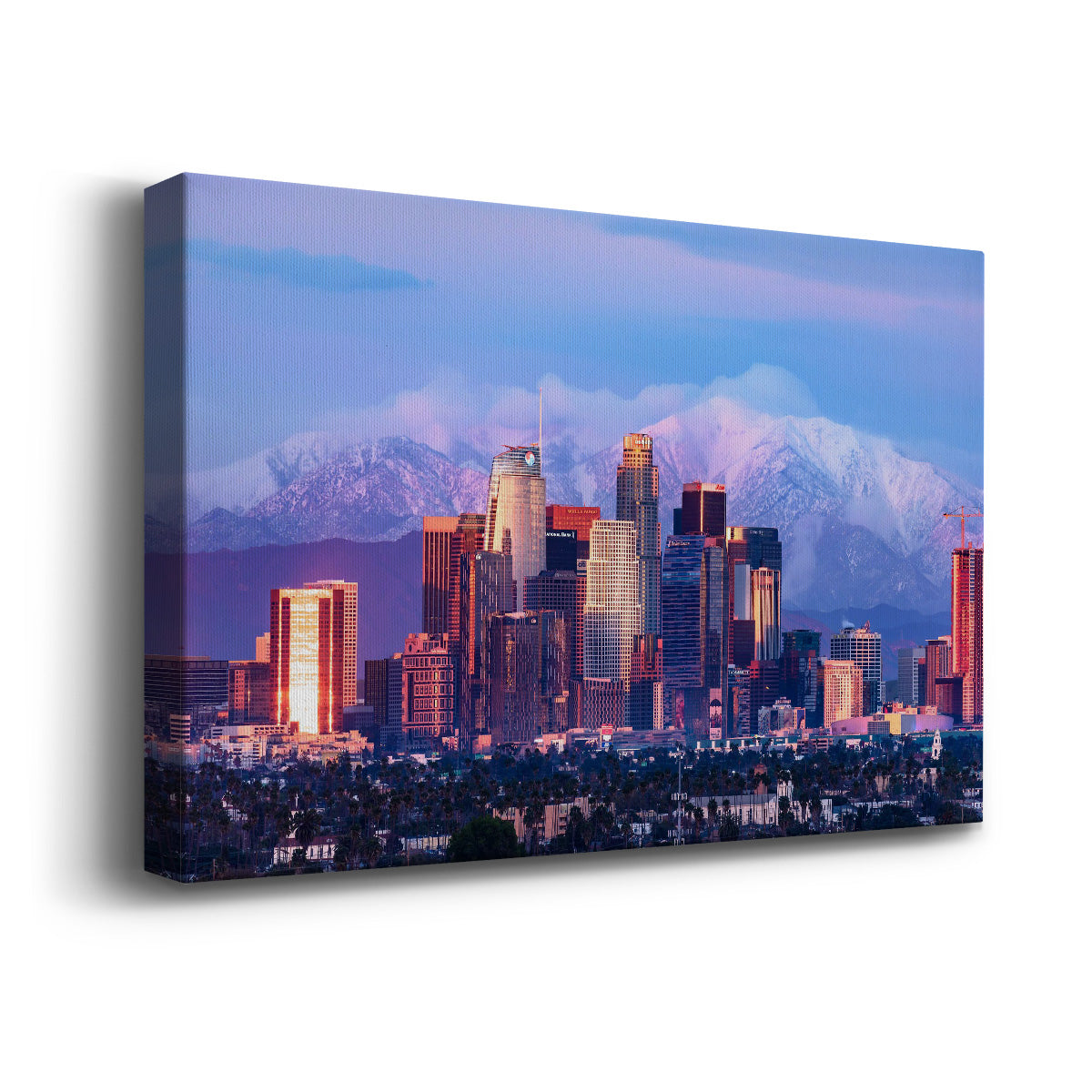 Downtown Los Angeles Skyline with Snow - Canvas Art Print