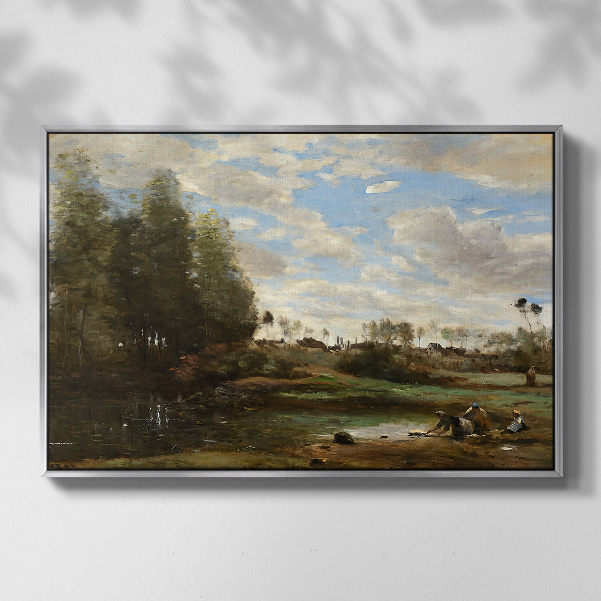 Washerwomen at the Water's Edge, c. 1860-1870 - Floater Framed Canvas Print
