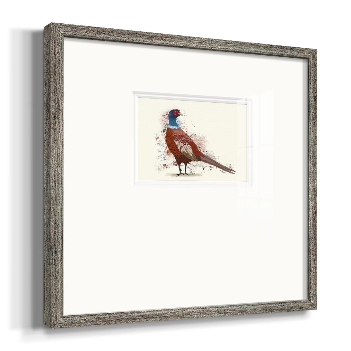 Pheasant Splash 5 Premium Framed Print Double Matboard