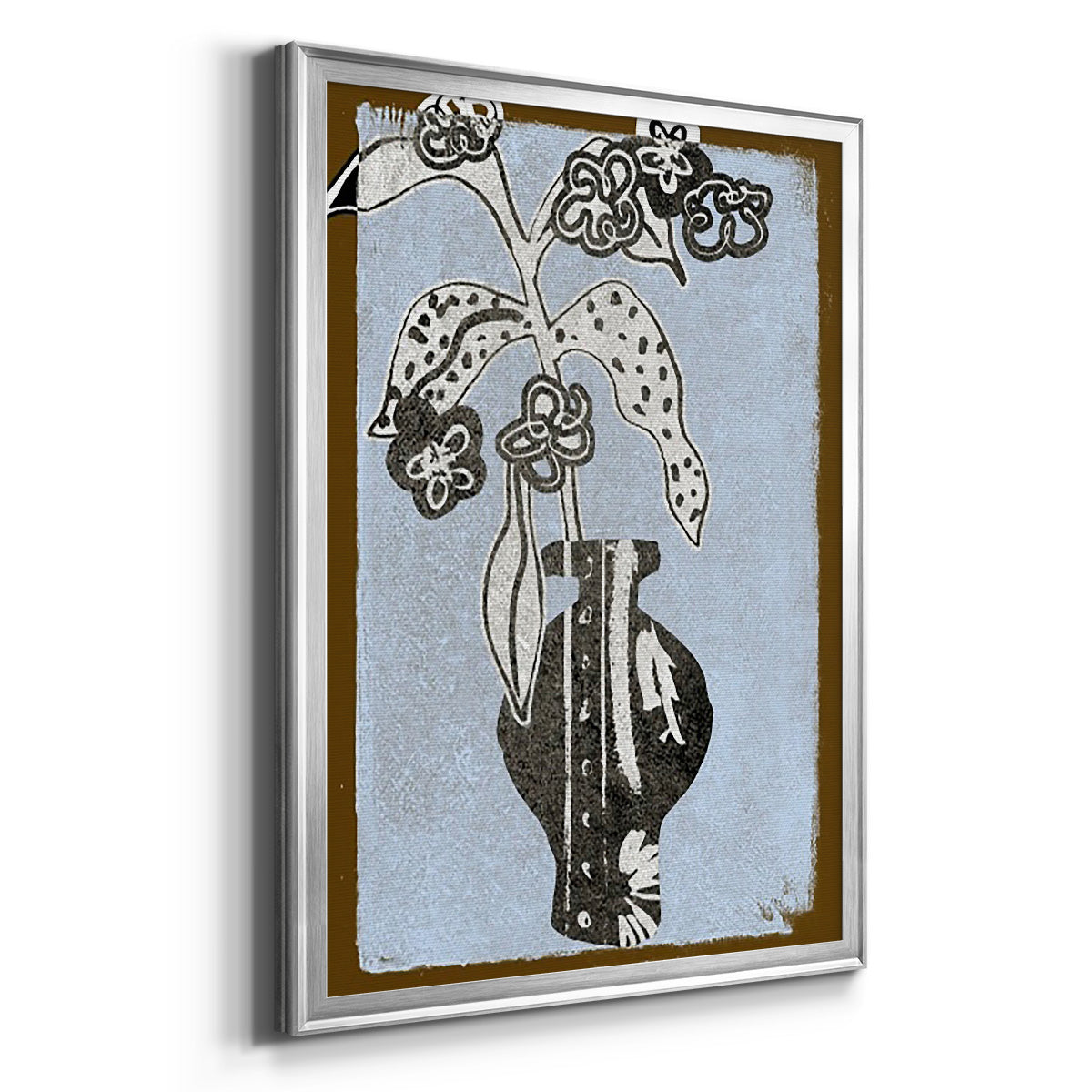 Graphic Flowers in Vase II - Modern Framed Canvas Print