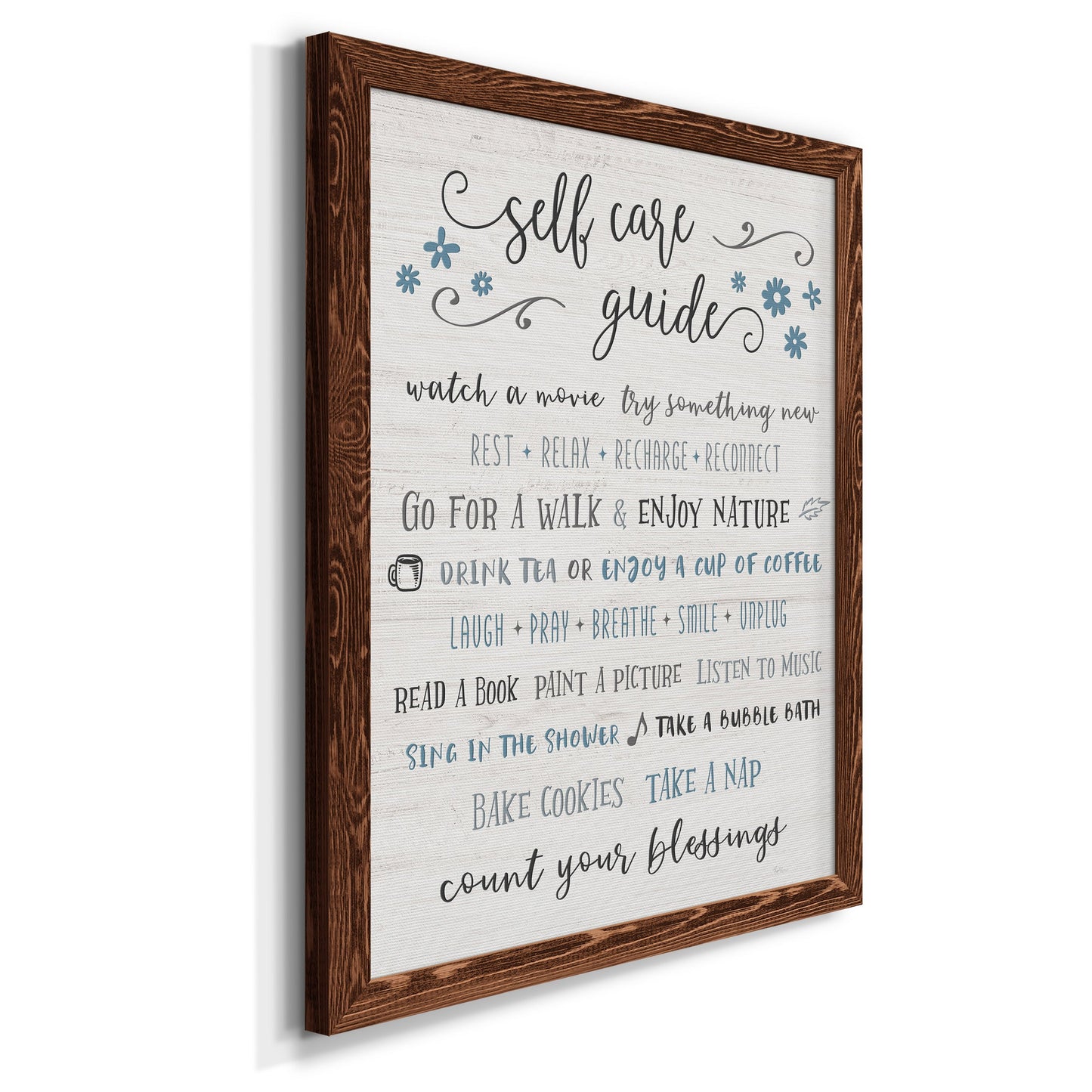 Guide to Self Care - Premium Canvas Framed in Barnwood - Ready to Hang