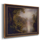 Luminous romantic landscape painting by Frederic Edwin Church printed on canvas in an ornate bronzed mahogany wood frame.