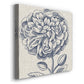 Indigo Floral on Linen III - Canvas Art Print