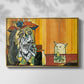 Woman Yelling at a Cat Meme (Picasso Parody) - Floater Framed Canvas Print