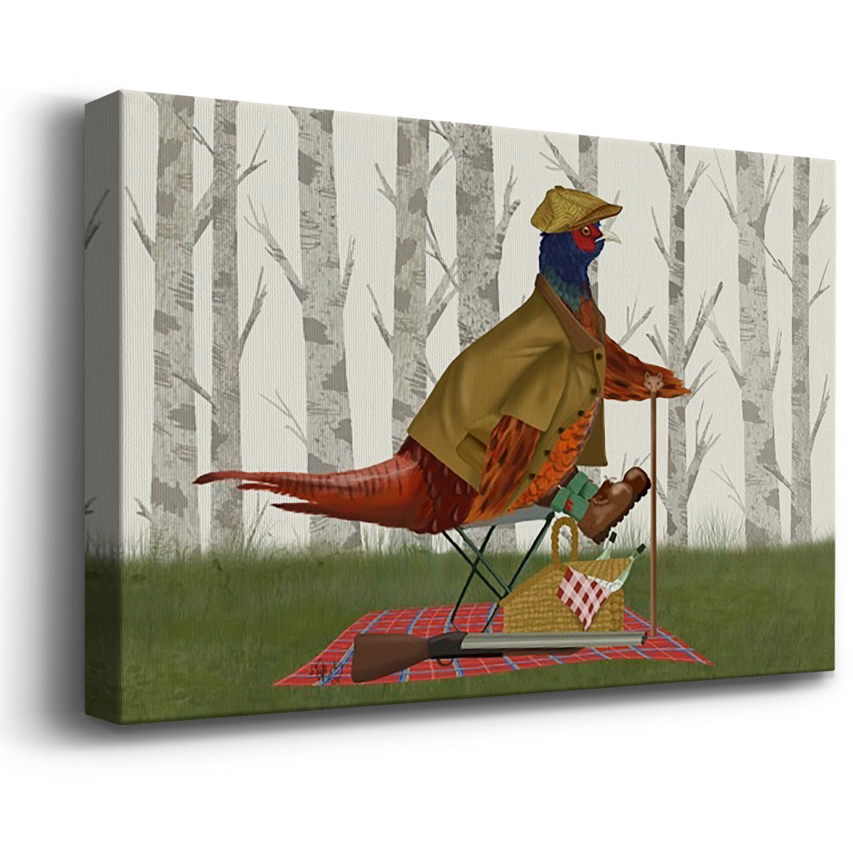 Pheasant Shooting Party 4 Premium Gallery Wrapped Canvas - Ready to Hang