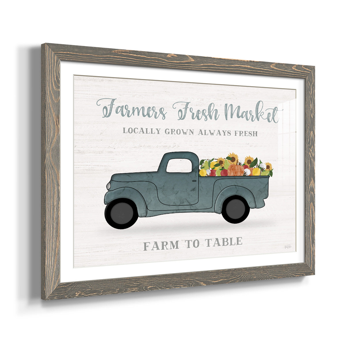 Fresh Sunflowers Truck - Barnwood Framed Art Print