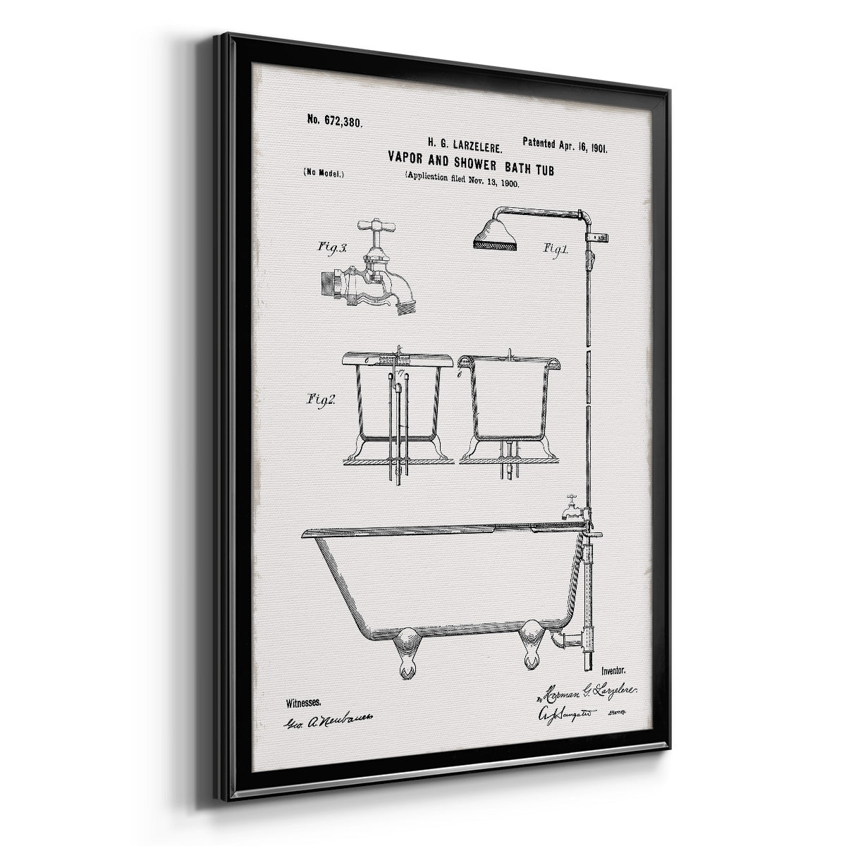 Vintage Bath II - Modern Framed Canvas Print