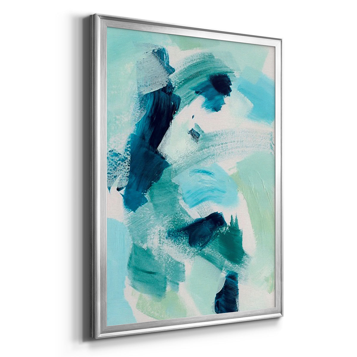 Teal Composition I - Modern Framed Canvas Print