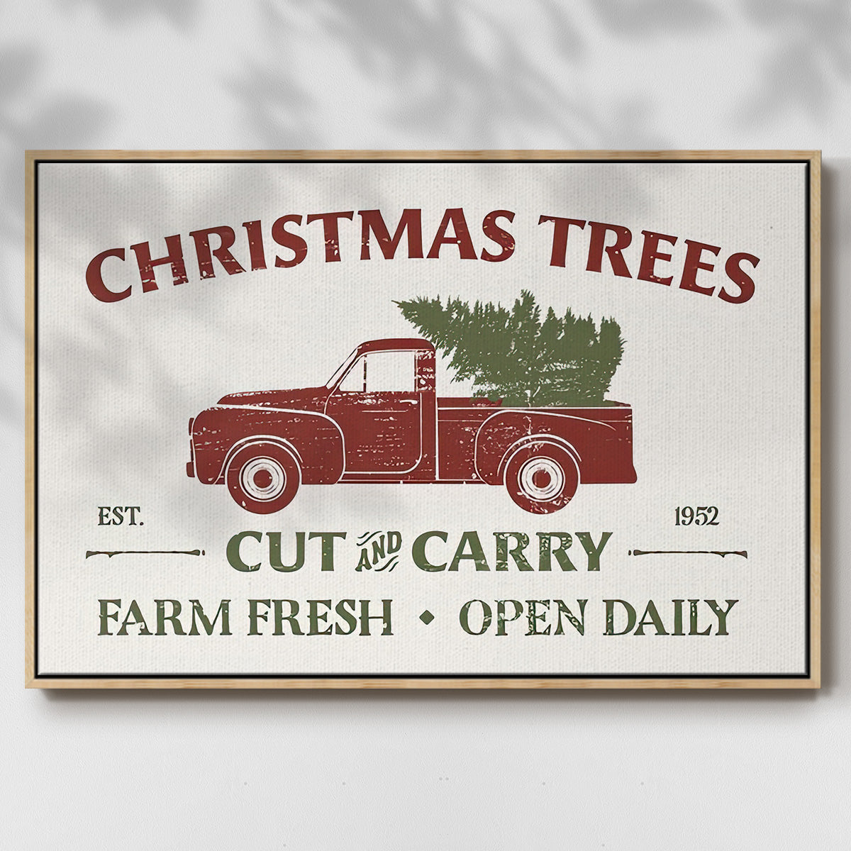 Christmas Farm Sign Collection A - Framed Gallery Wrapped Canvas in Floating Frame