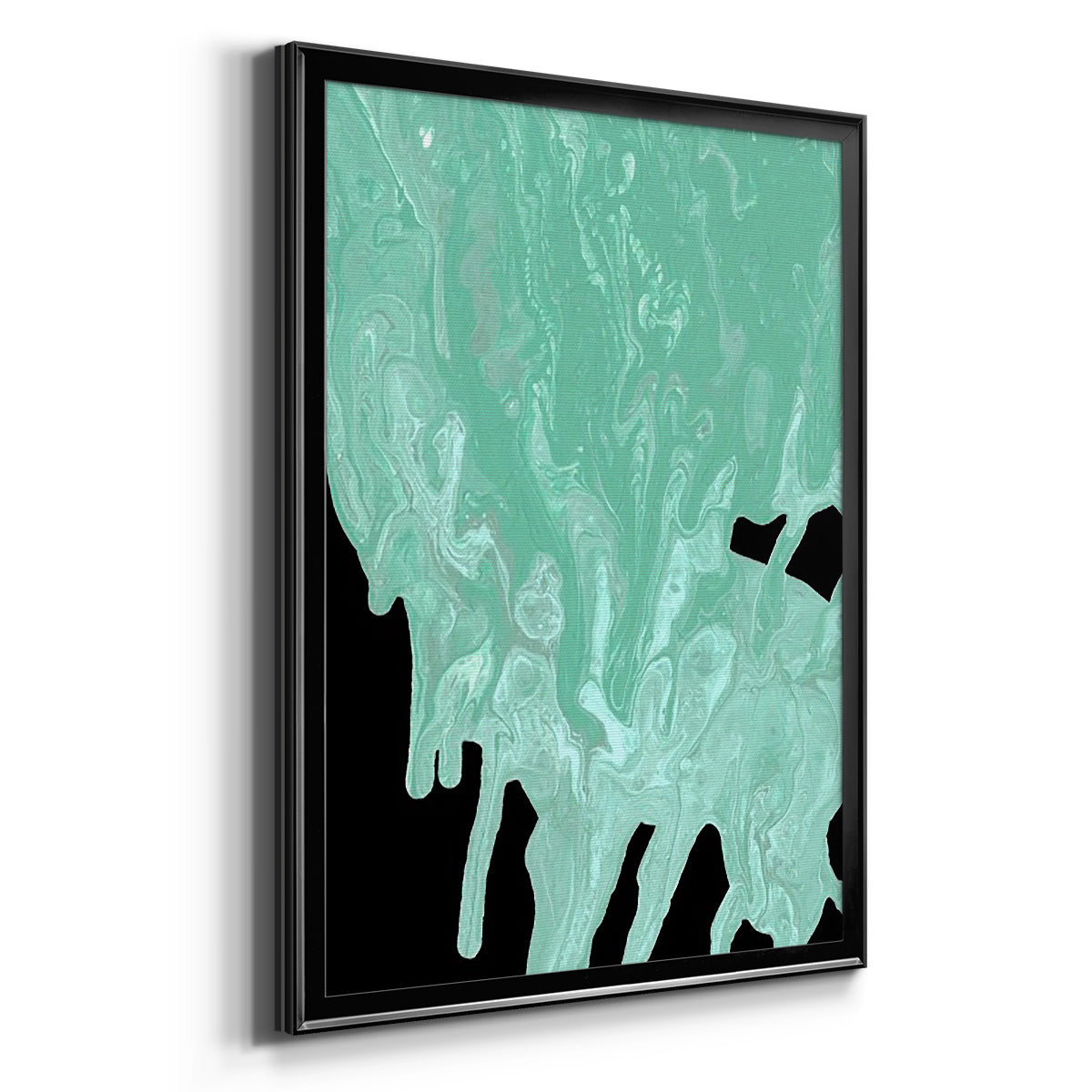 Teal Cascade I - Modern Framed Canvas Print