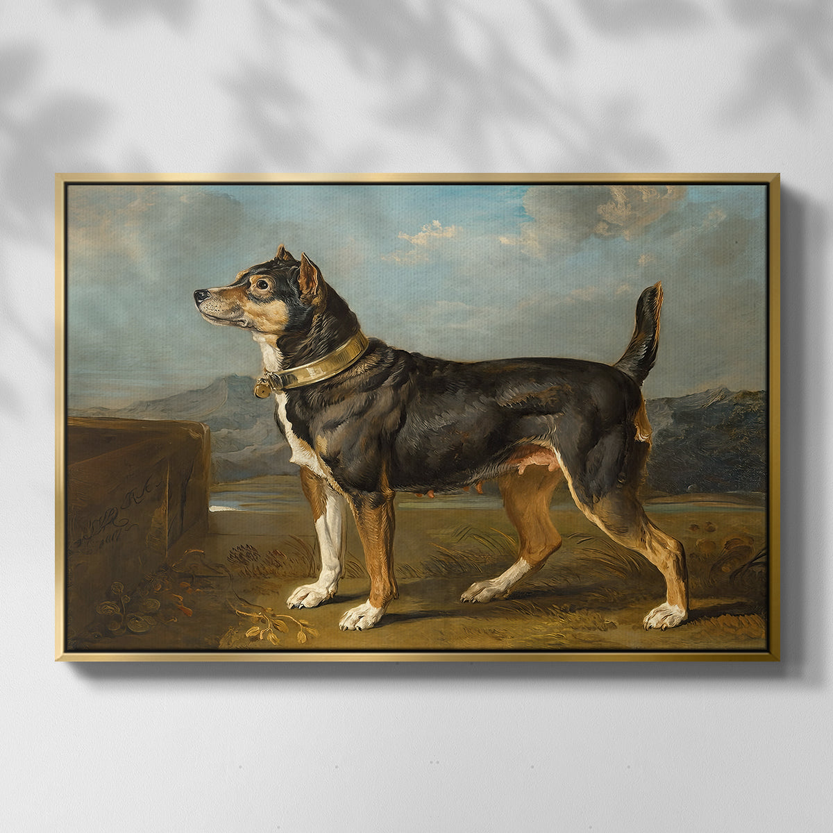 A Terrier in a Landscape, c. 1811 - Floater Framed Canvas Print
