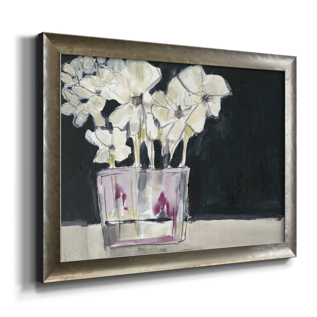 White Flowers in Fuchsia II Premium Framed Canvas- Ready to Hang