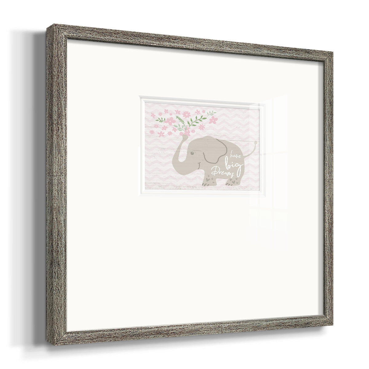 Floral Elephant - Double Matboard Framed Print