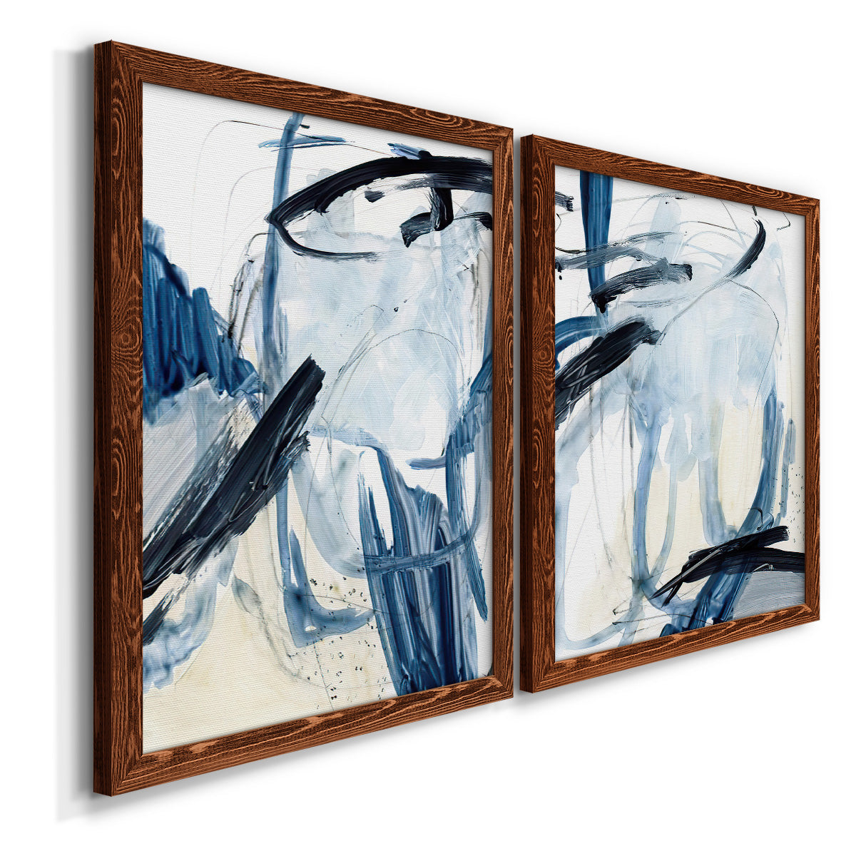 Indigo Swash I - Premium Framed Canvas 2 Piece Set - Ready to Hang