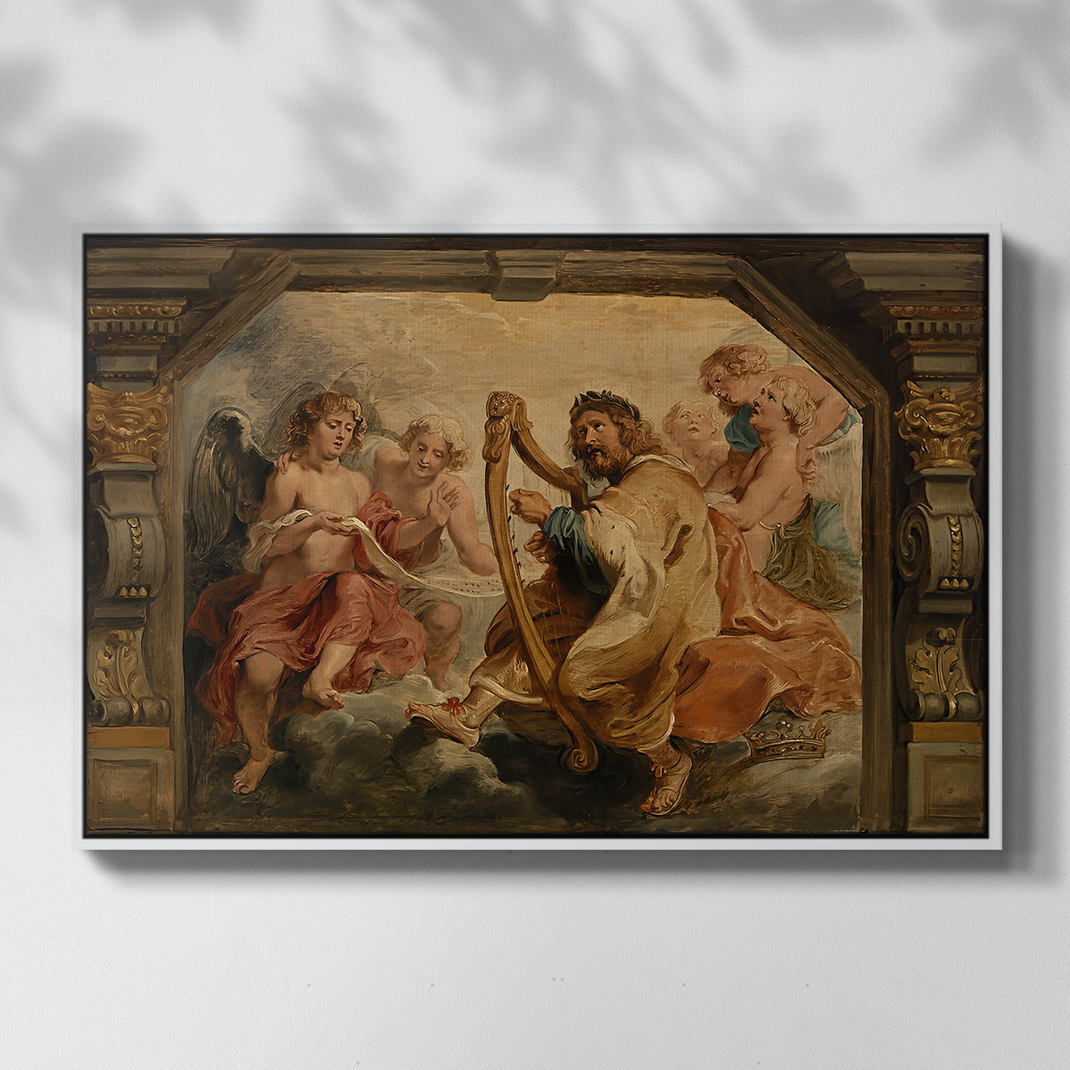 King David Playing the Harp, c. 1627-1628 - Floater Framed Canvas Print