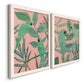 Pink and Green Birds of Paradise I - Premium Framed Canvas 2 Piece Set - Ready to Hang