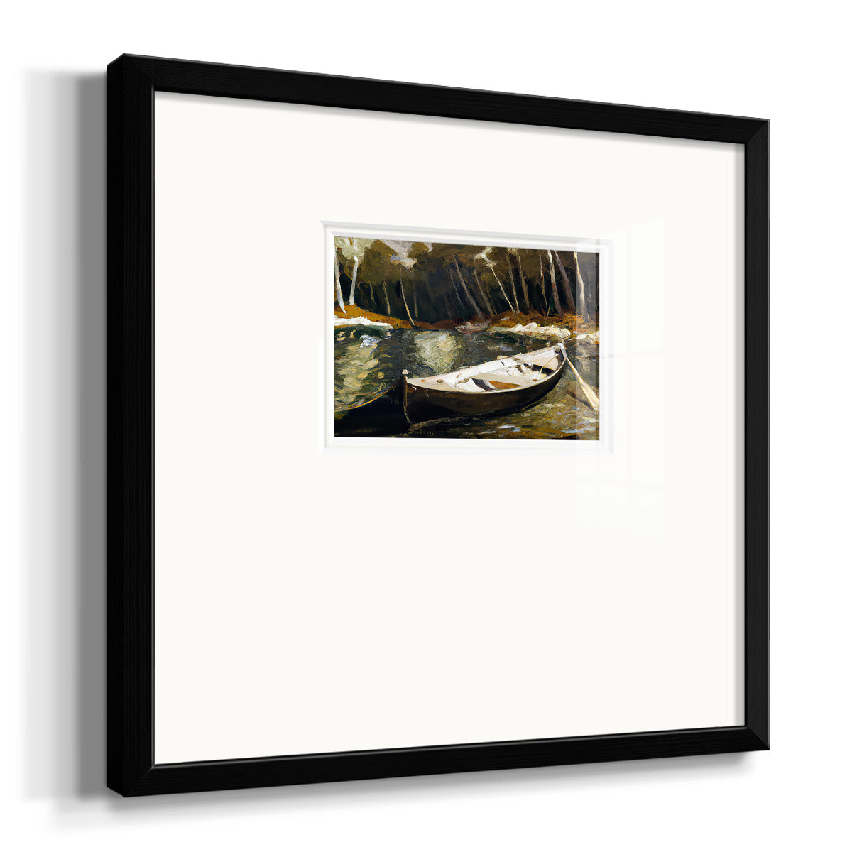 Canoe in the Woods Premium Framed Print Double Matboard