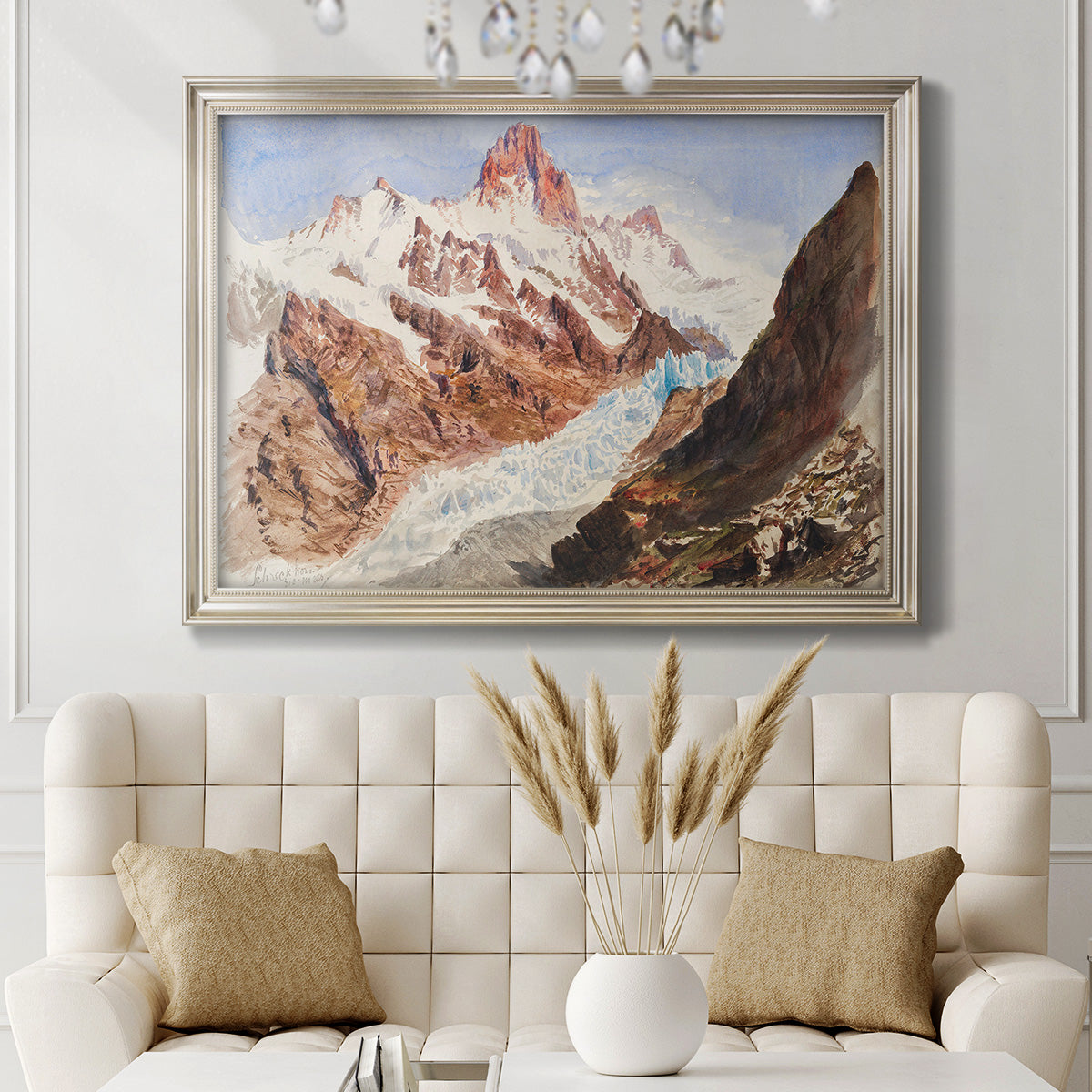 Schreckhorn, Eismeer - Ornate Framed Canvas Print