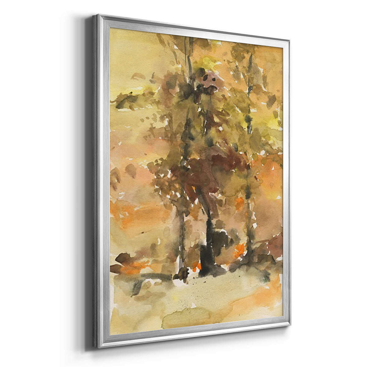 Fall Foliage Watercolor I - Modern Framed Canvas Print