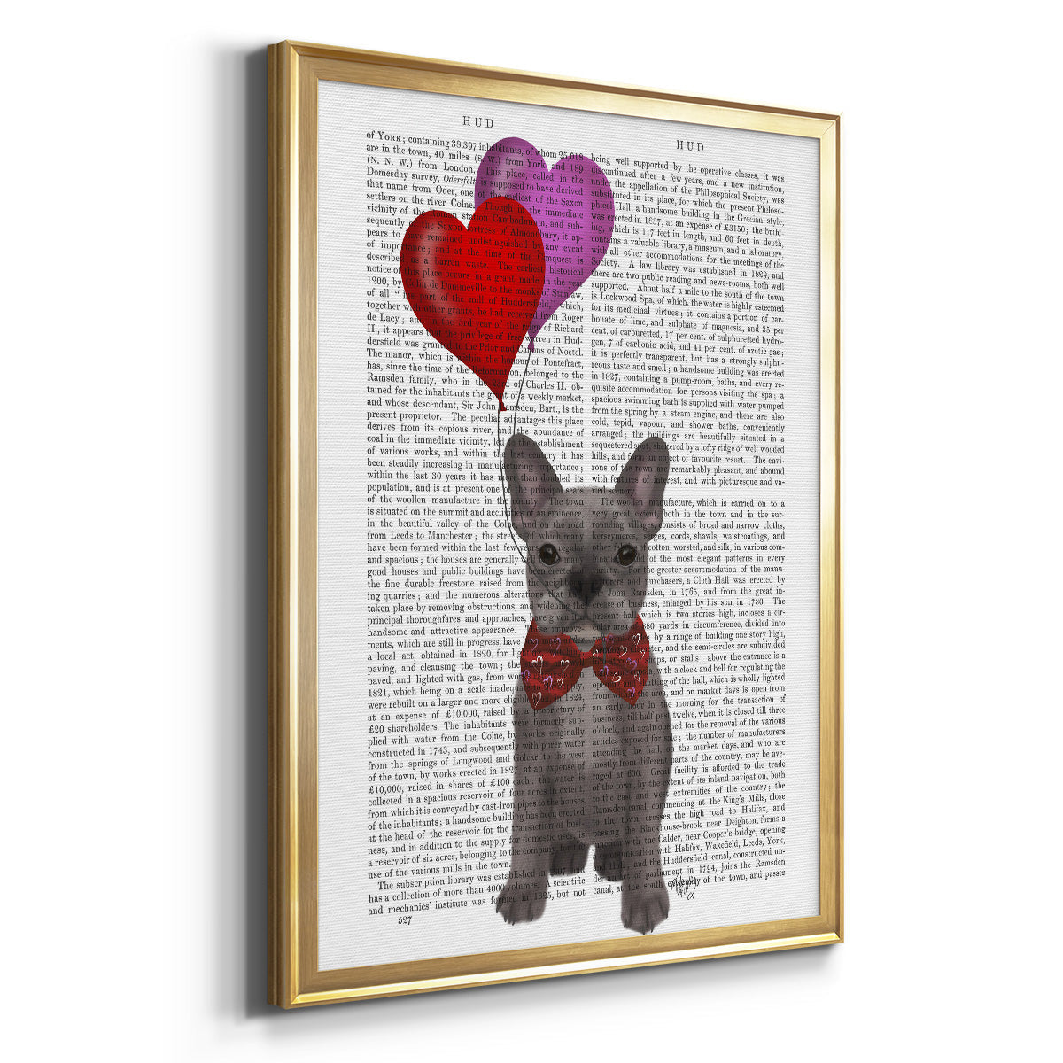 French Bulldog and Balloons - Modern Framed Canvas Print