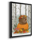 Fox Curled on Pumpkin - Modern Framed Canvas Print