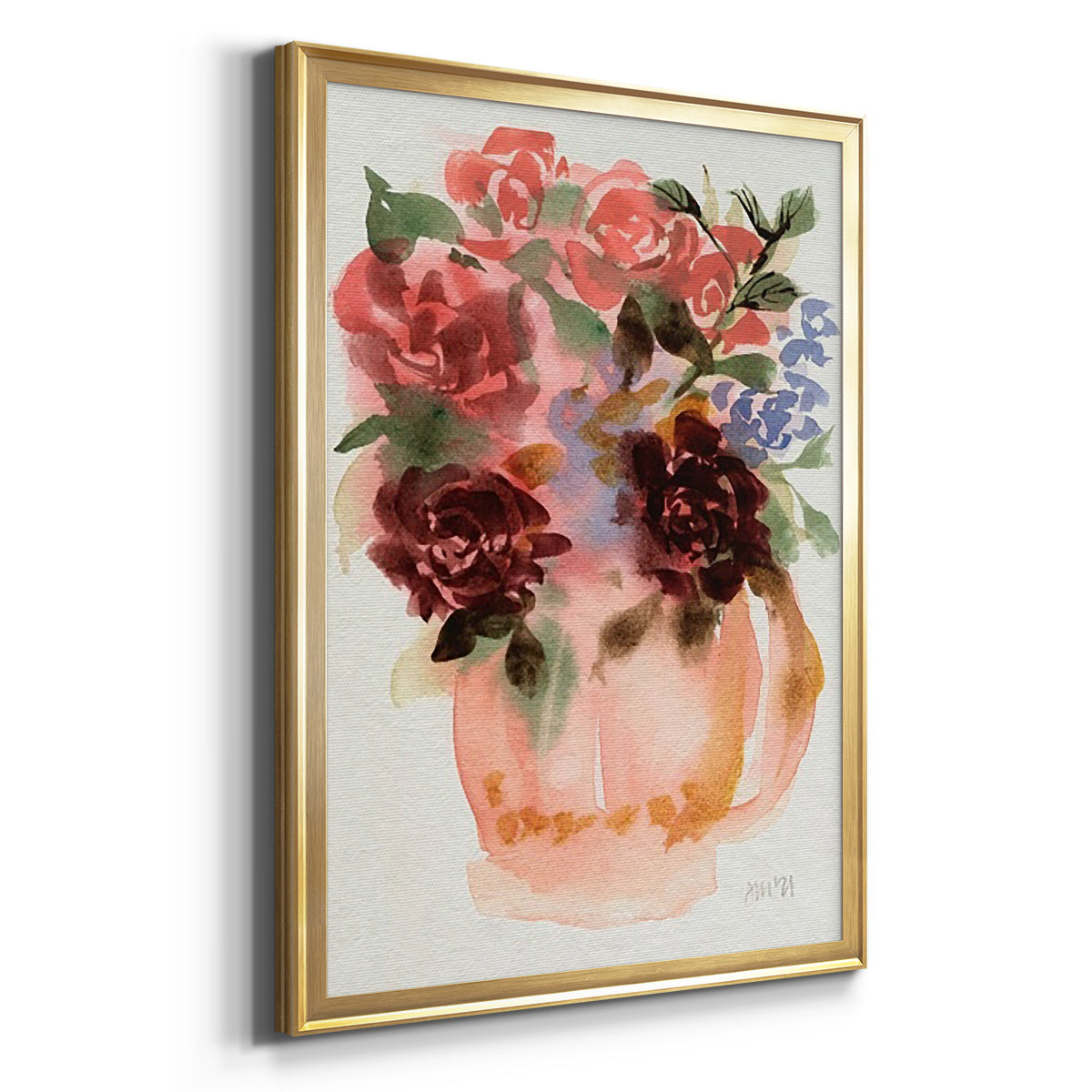 Mauve Bouquet in Teapot I - Modern Framed Canvas Print