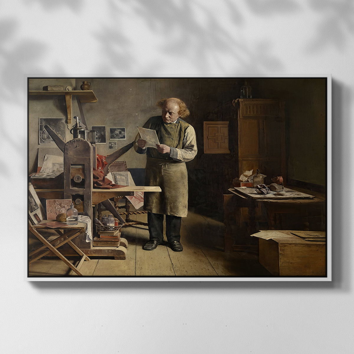The Plate Printer, 1875 - Floater Framed Canvas Print