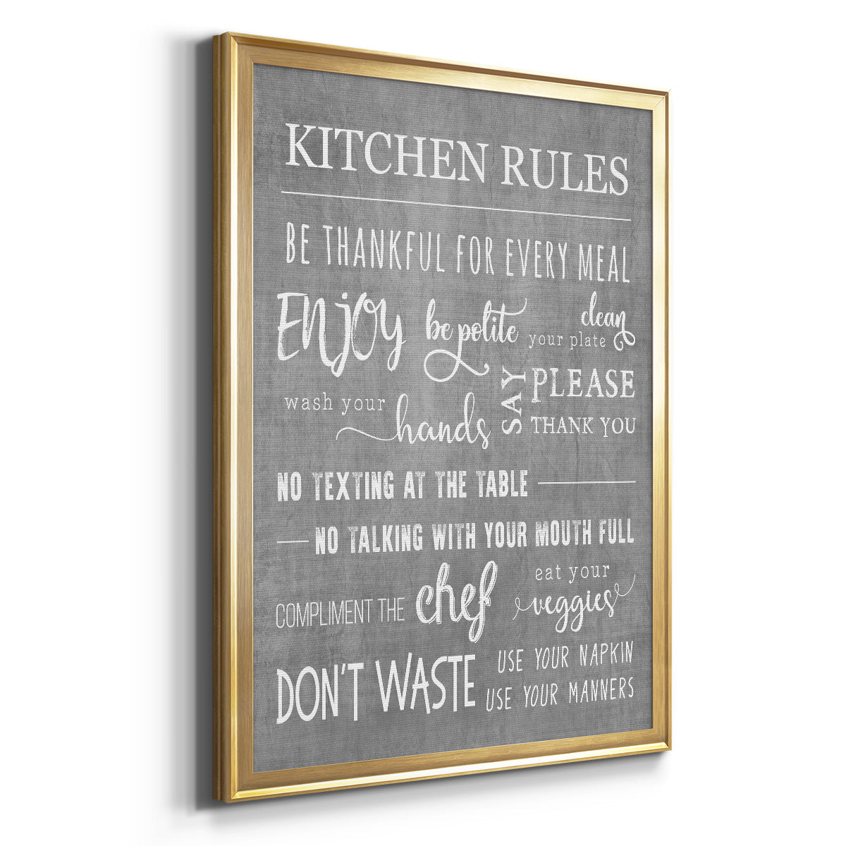 Neutral Kitchen Rules - Modern Framed Canvas Print