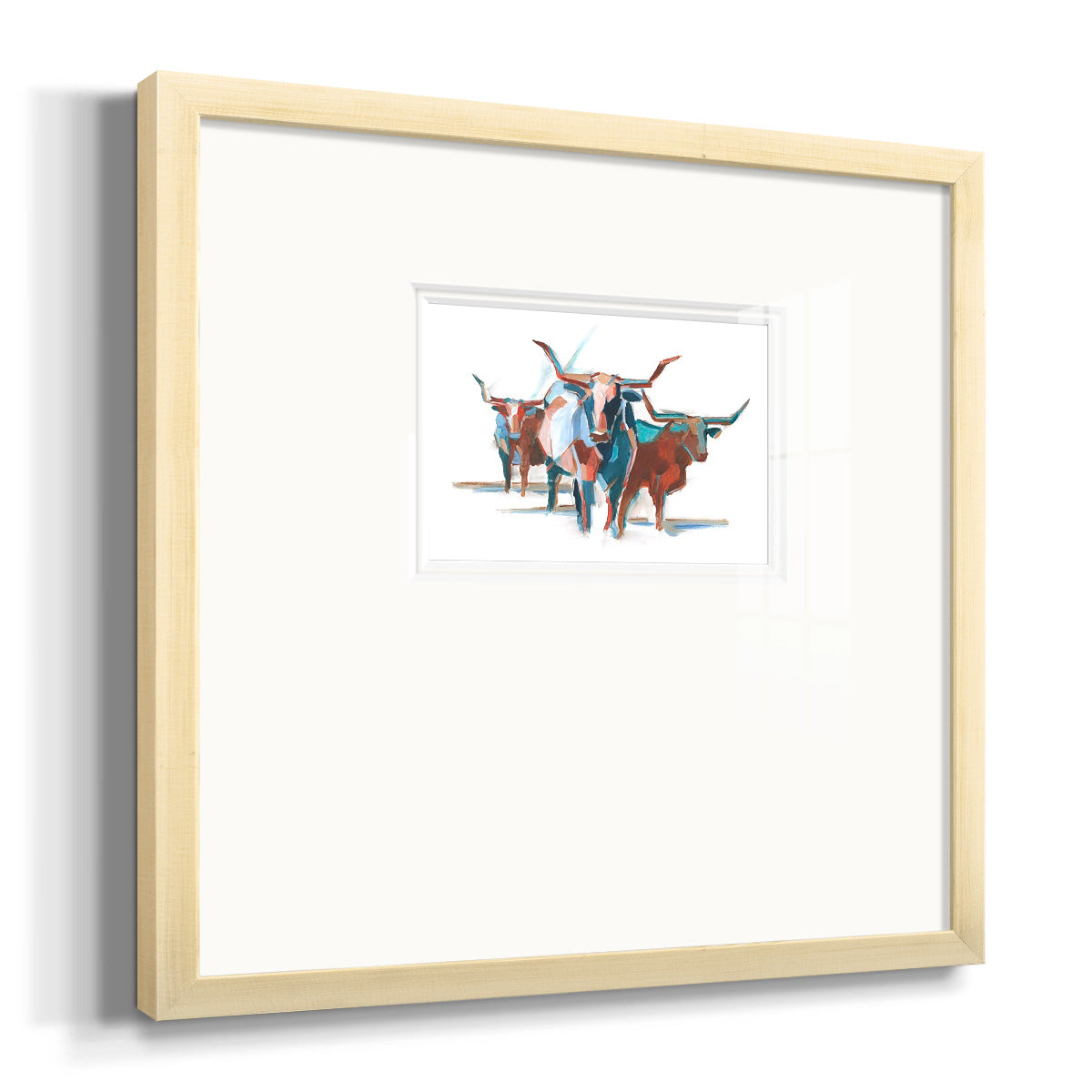 Modern Longhorns I Premium Framed Print Double Matboard