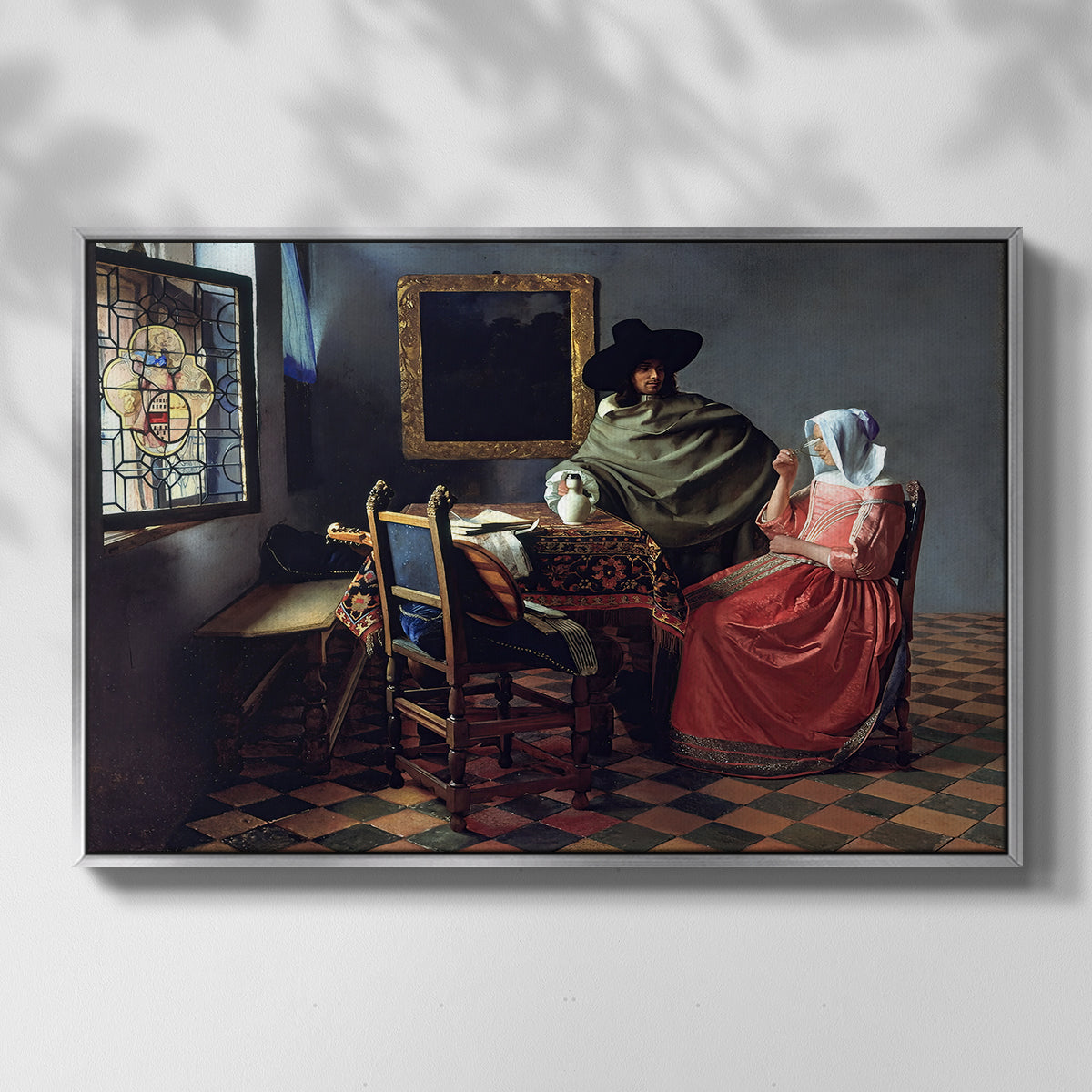 The Glass of Wine, c. 1660 - Floater Framed Canvas Print