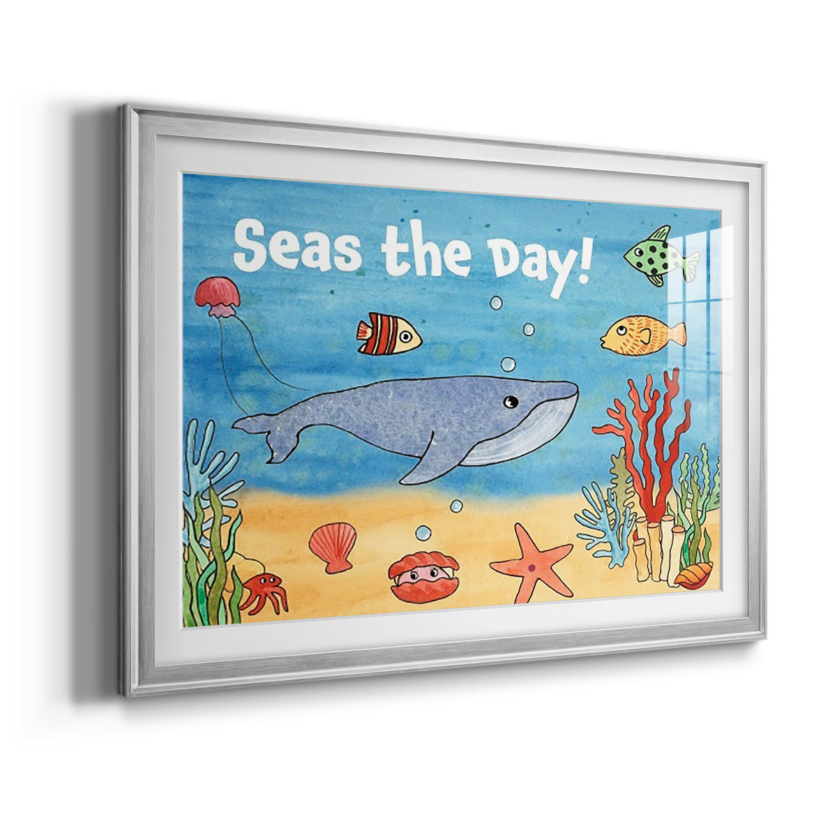 Cute Sea Creatures II - Modern Framed Art Print