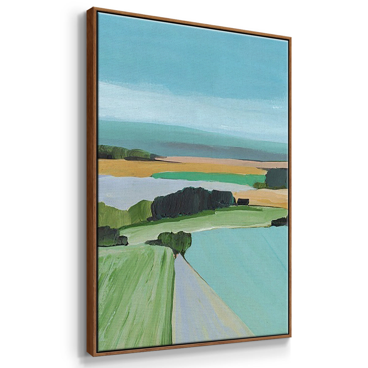 Bright Colored Countryside I - Framed Premium Gallery Wrapped Canvas L Frame 3 Piece Set - Ready to Hang