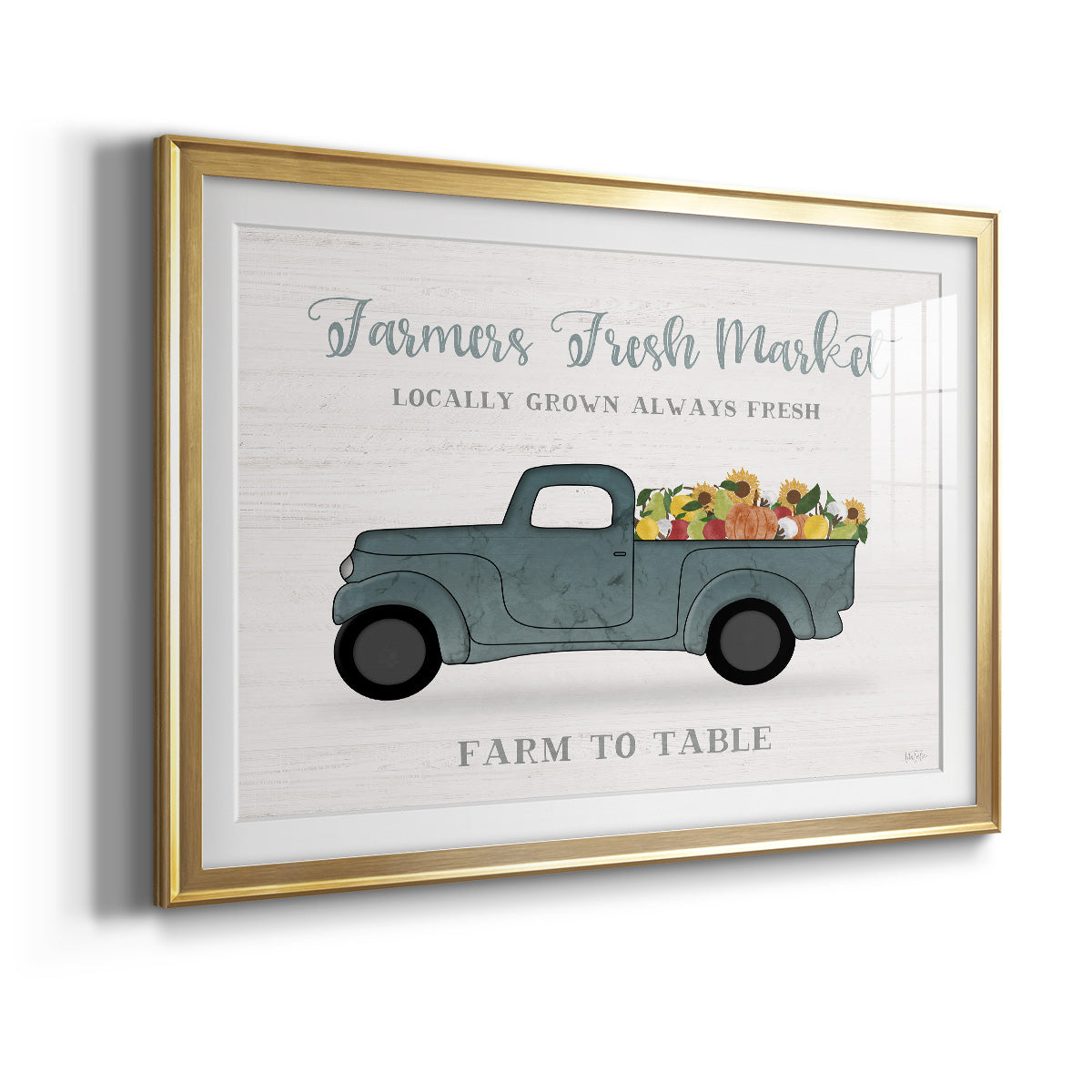 Fresh Sunflowers Truck - Modern Framed Art Print