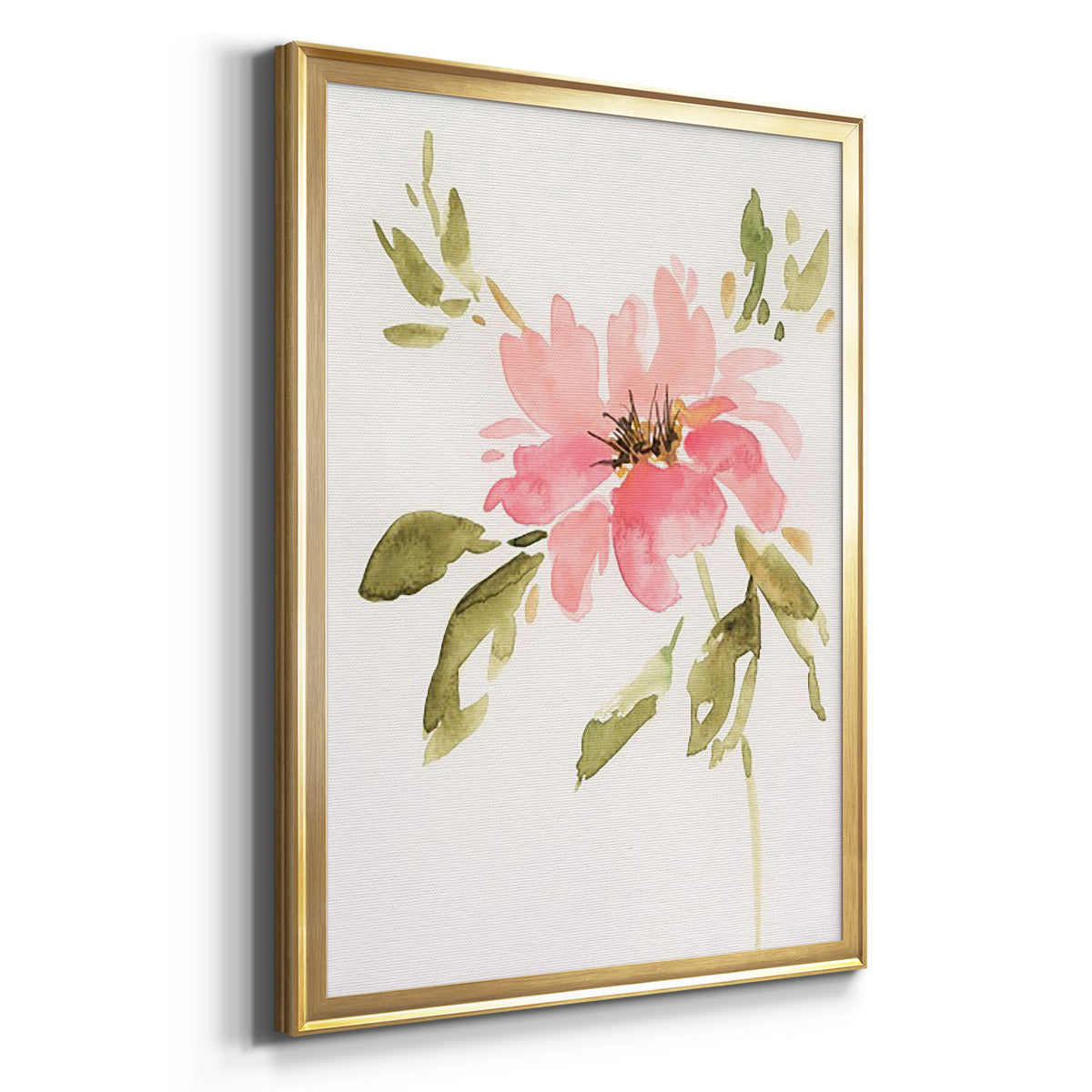 One Pink Bloom II - Modern Framed Canvas Print