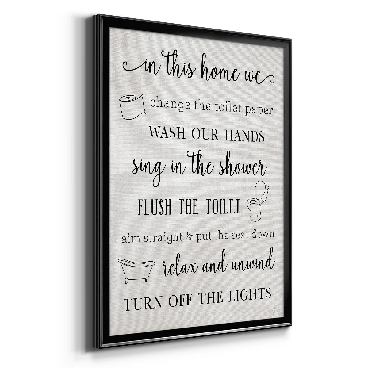In This Bathroom - Modern Framed Canvas Print