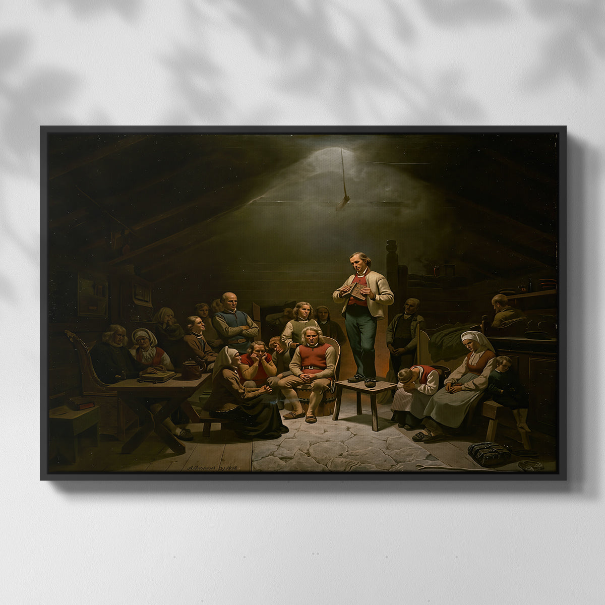 Low Church Devotion (Haugianerne), 1848 - Floater Framed Canvas Print