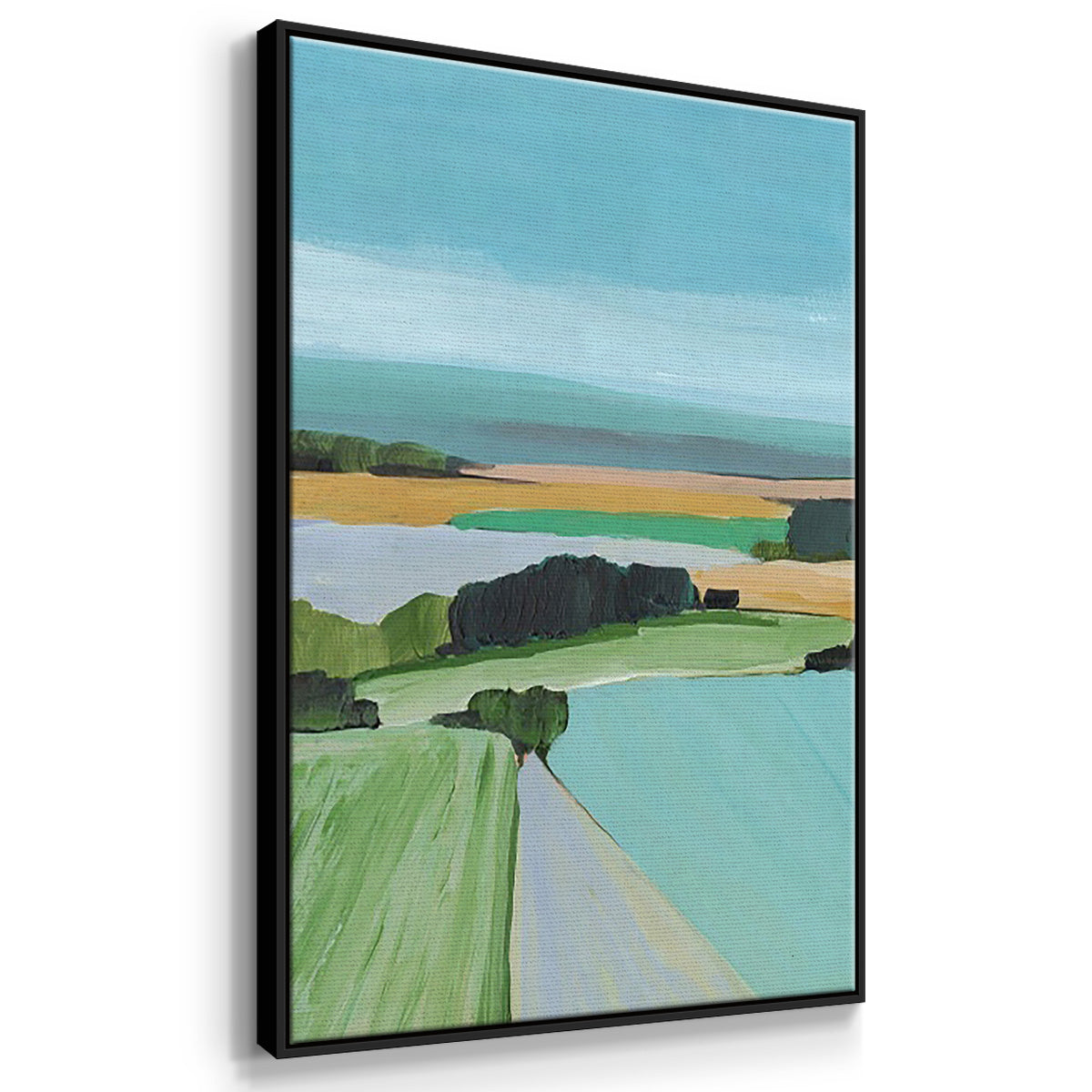 Bright Colored Countryside I - Framed Premium Gallery Wrapped Canvas L Frame 3 Piece Set - Ready to Hang