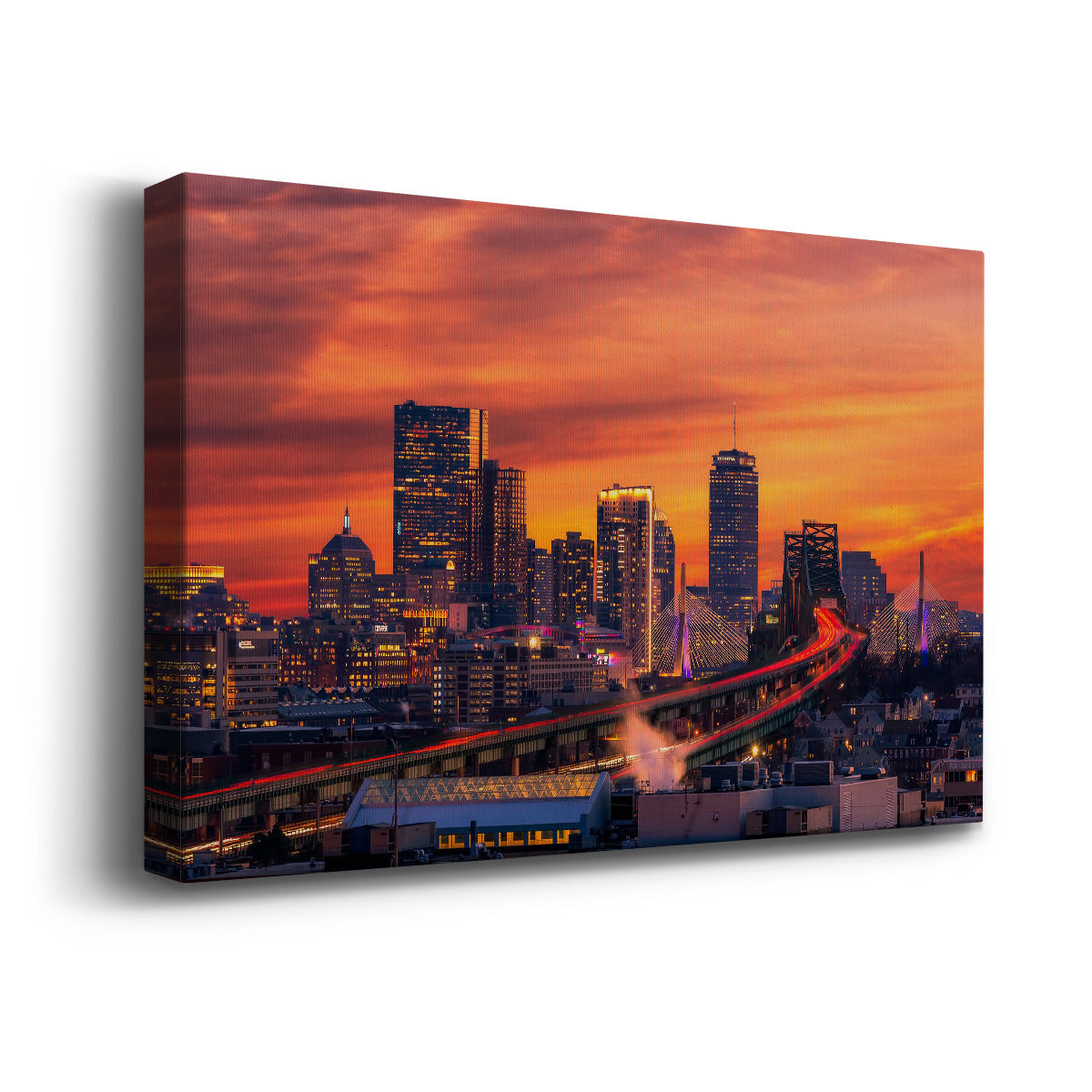 Boston Skyline at Sunset Premium Gallery Wrapped Canvas - Ready to Hang