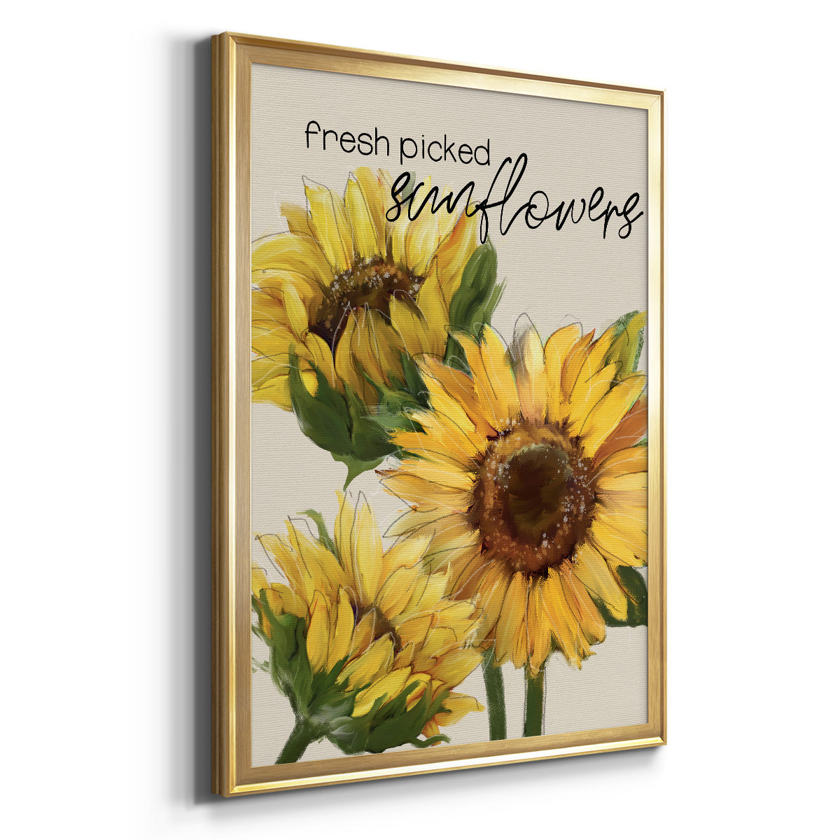 Fresh Picked Sunflowers - Modern Framed Canvas Print