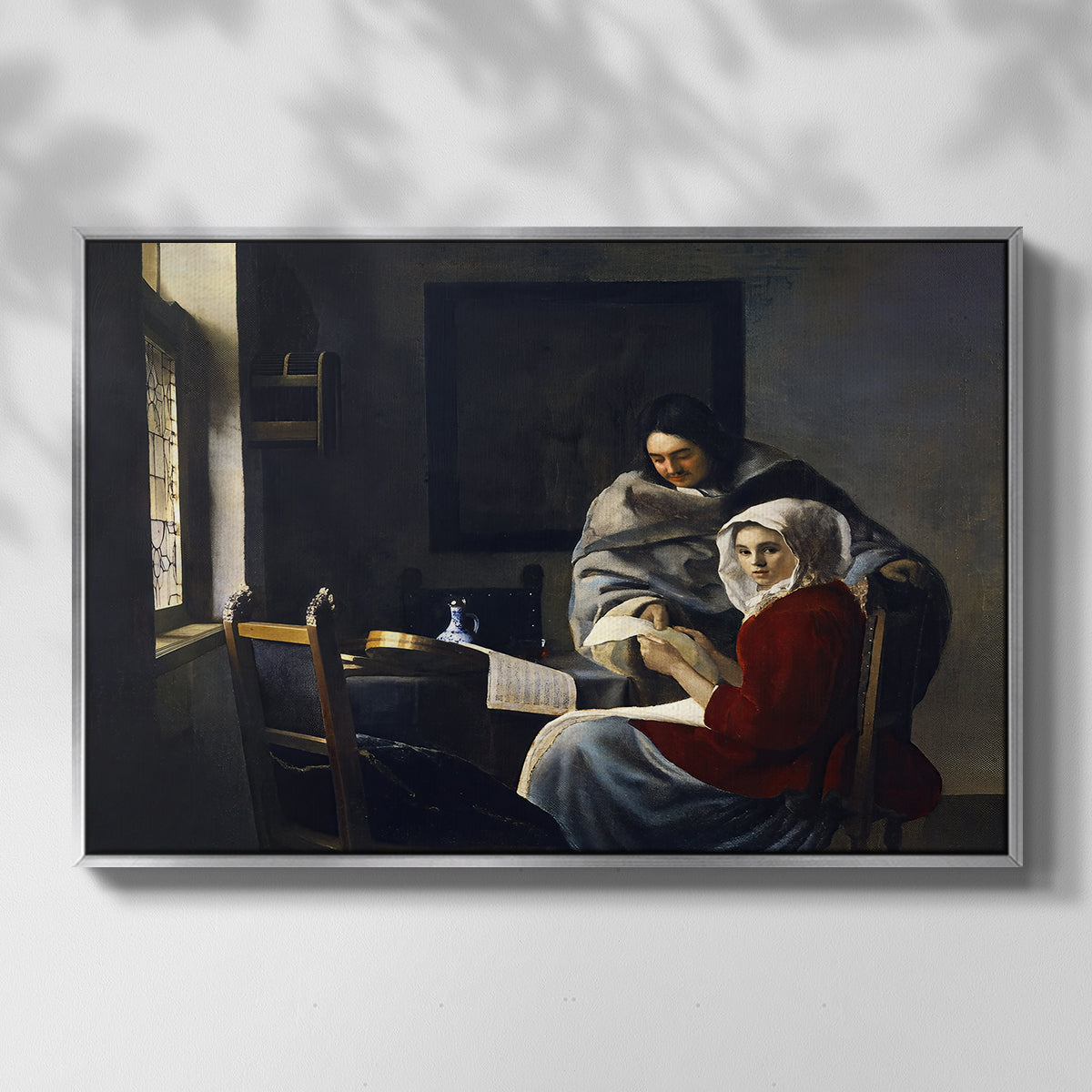 Girl Interrupted at Her Music, c. 1658-1659 - Floater Framed Canvas Print