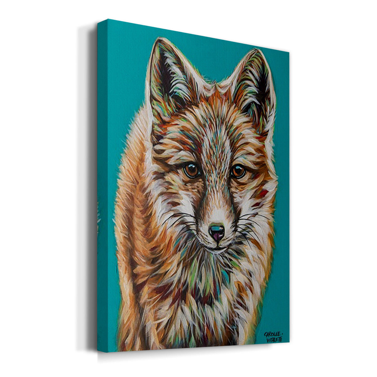 Teal Fox Premium Gallery Wrapped Canvas - Ready to Hang