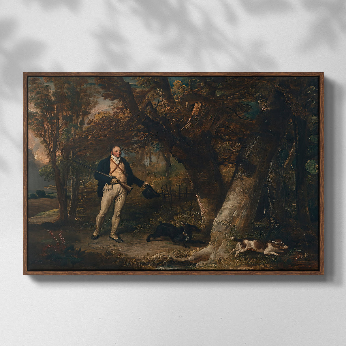 The Reverend Thomas Levett and Favourite Dogs, Cock-Shooting, 1811 - Floater Framed Canvas Print