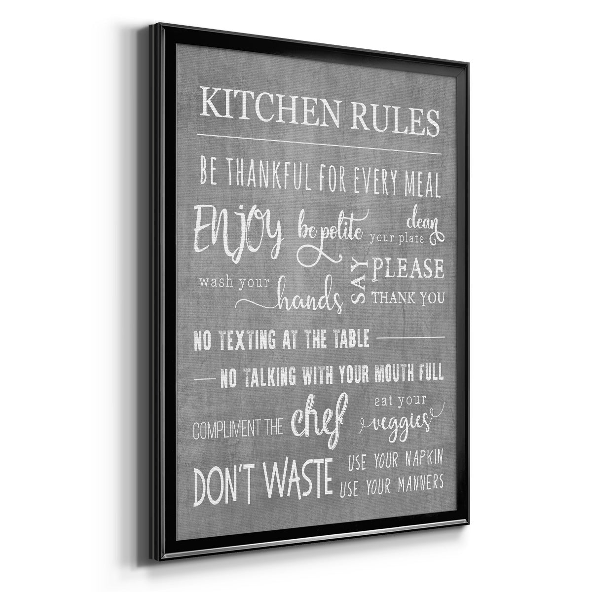 Neutral Kitchen Rules - Modern Framed Canvas Print