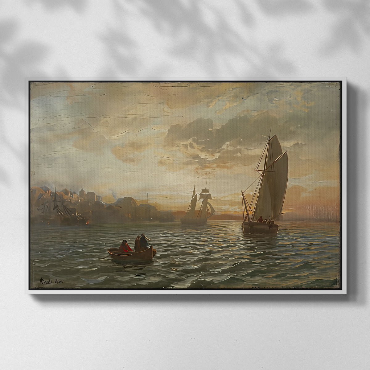 View from the Oslofjord, 1866 - Floater Framed Canvas Print