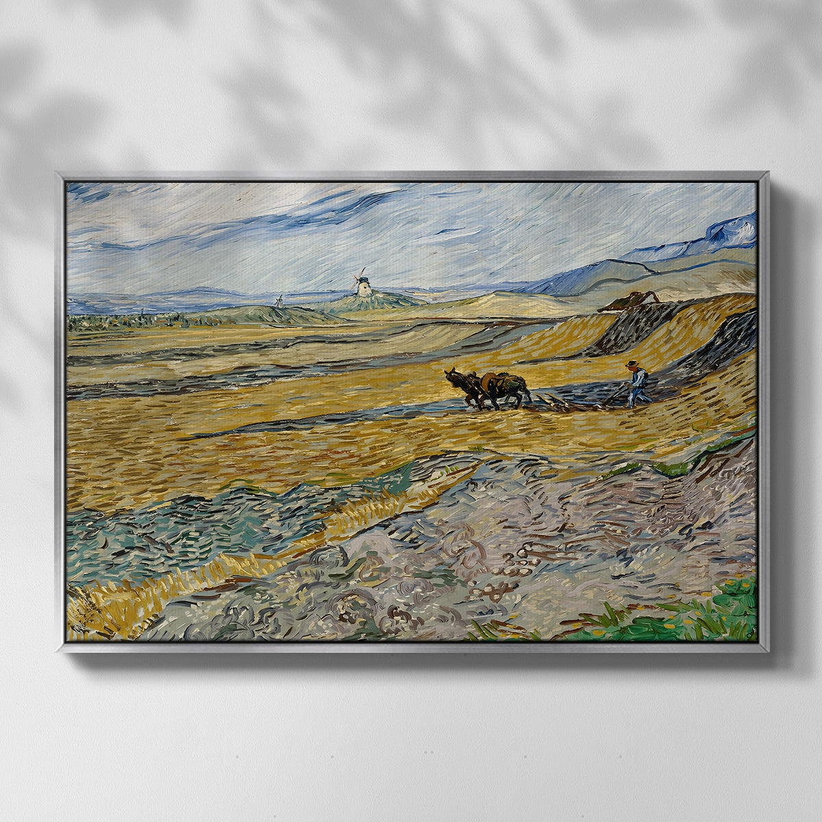 Enclosed Field with Ploughman, 1889 - Floater Framed Canvas Print